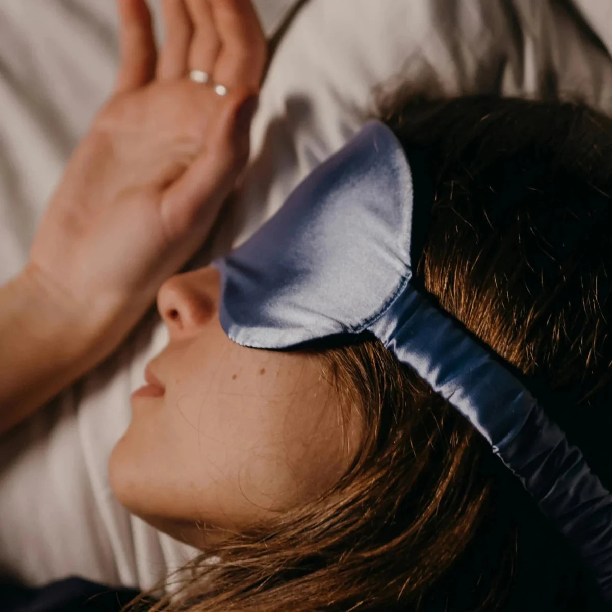 Woman with sleep mask