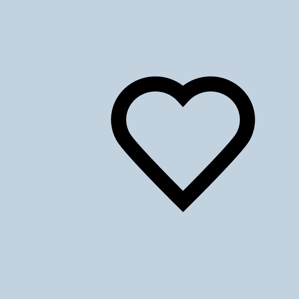 A black heart symbol on a blue background, representing natural elements.